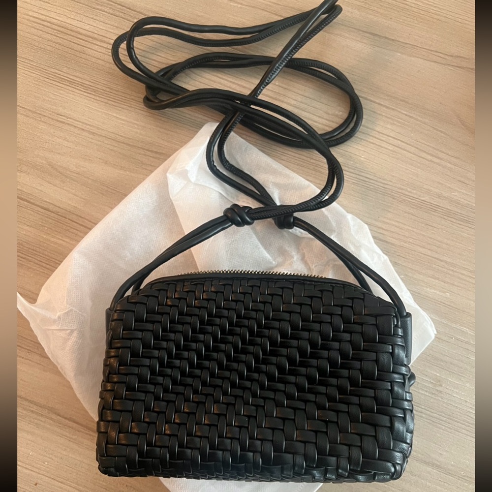 Black woven crossbody bag
